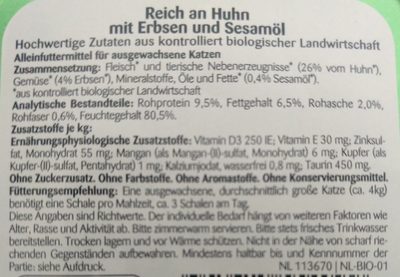 Bio Huhn mit Erbsen & Sesamöl - Ingredients