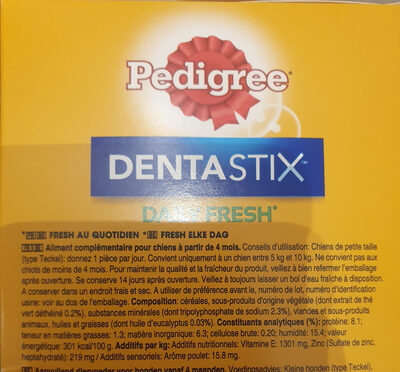 Pedigree Dentastix Fresh Petits Chiens 28 Sticks - Ingrédients - fr