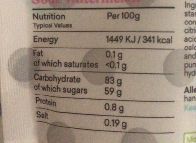 Candy kittens sour watermelon - Nutrition facts