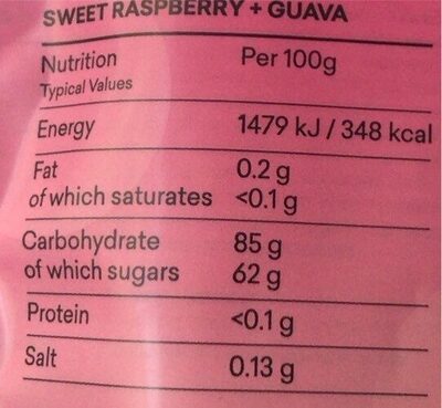 Sweet raspberry + guava - Nutrition facts - en