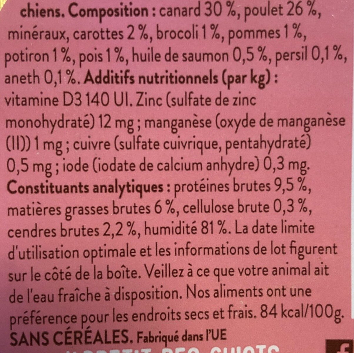 Fabuleux canard et poulet - Nutrition facts - fr