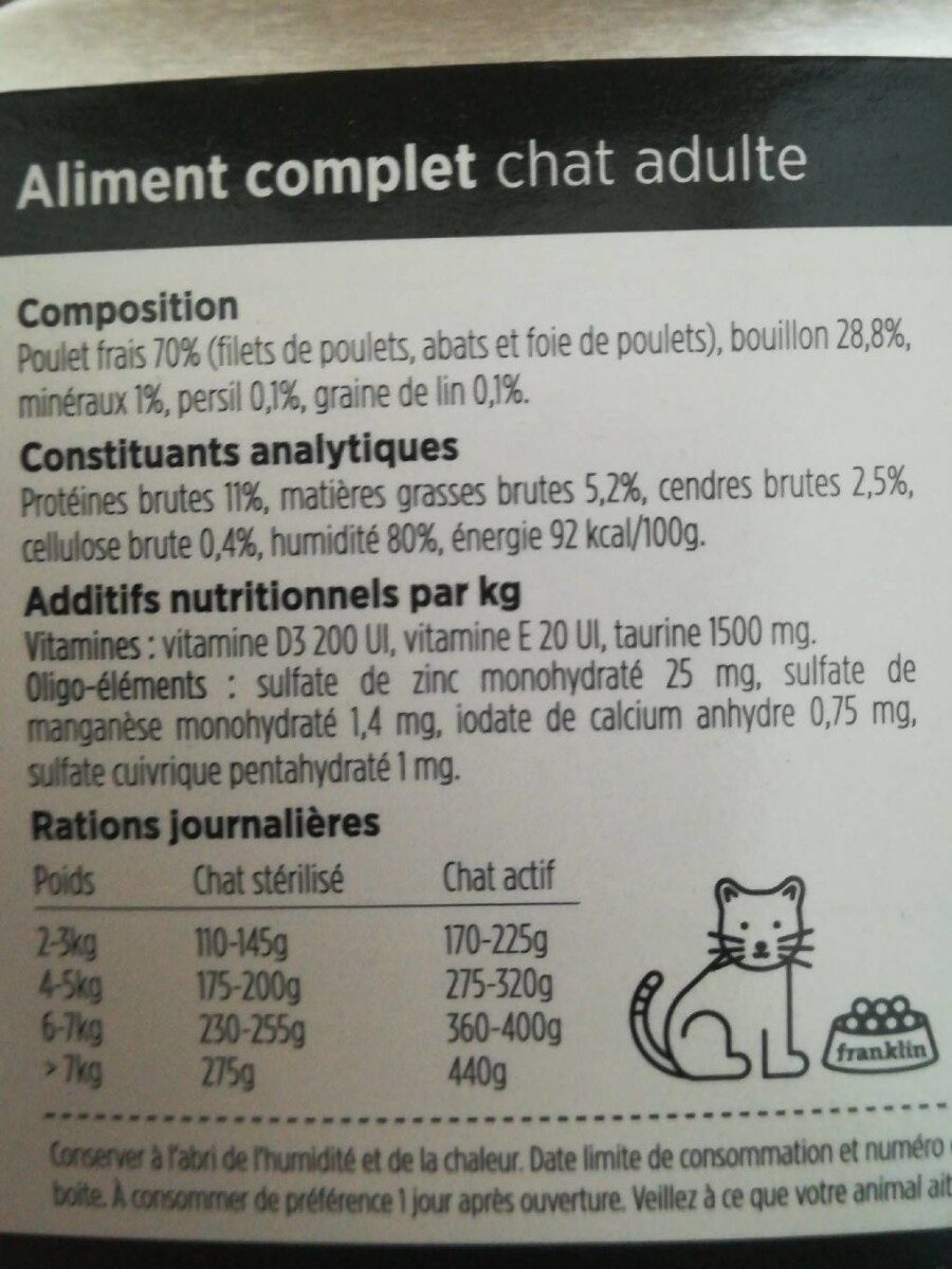 Pâtée chat adulte poulet persil - Ingredients - fr