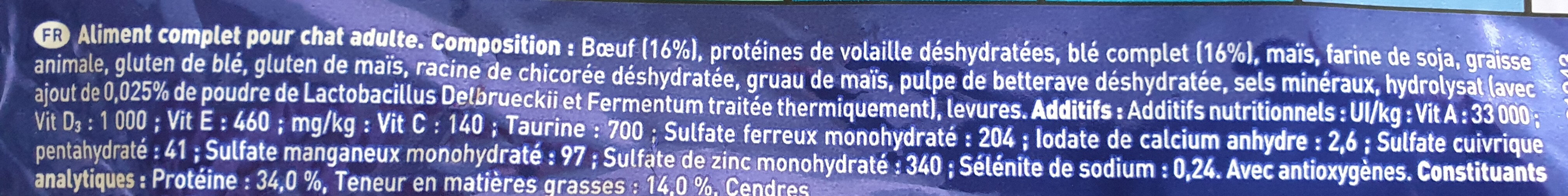 One Croquette Chat Adulte Boeuf 1.5Kg - Ingrédients - fr