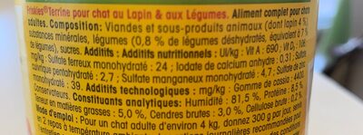 4x400g Terrine Au Lapin et aux Légumes - Ingredients - fr