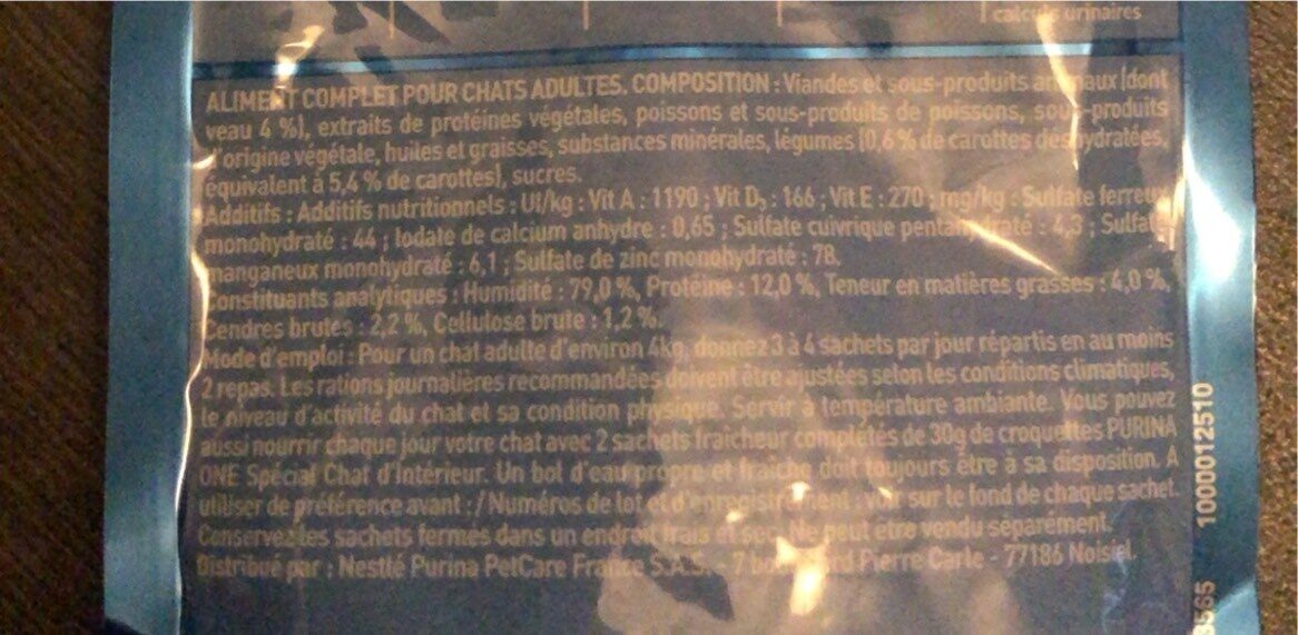Purina one special chat d’interieur - Nutrition facts - fr