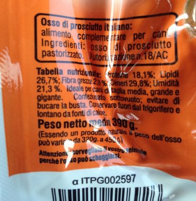Osso di proscuitto italiano - Ingredients