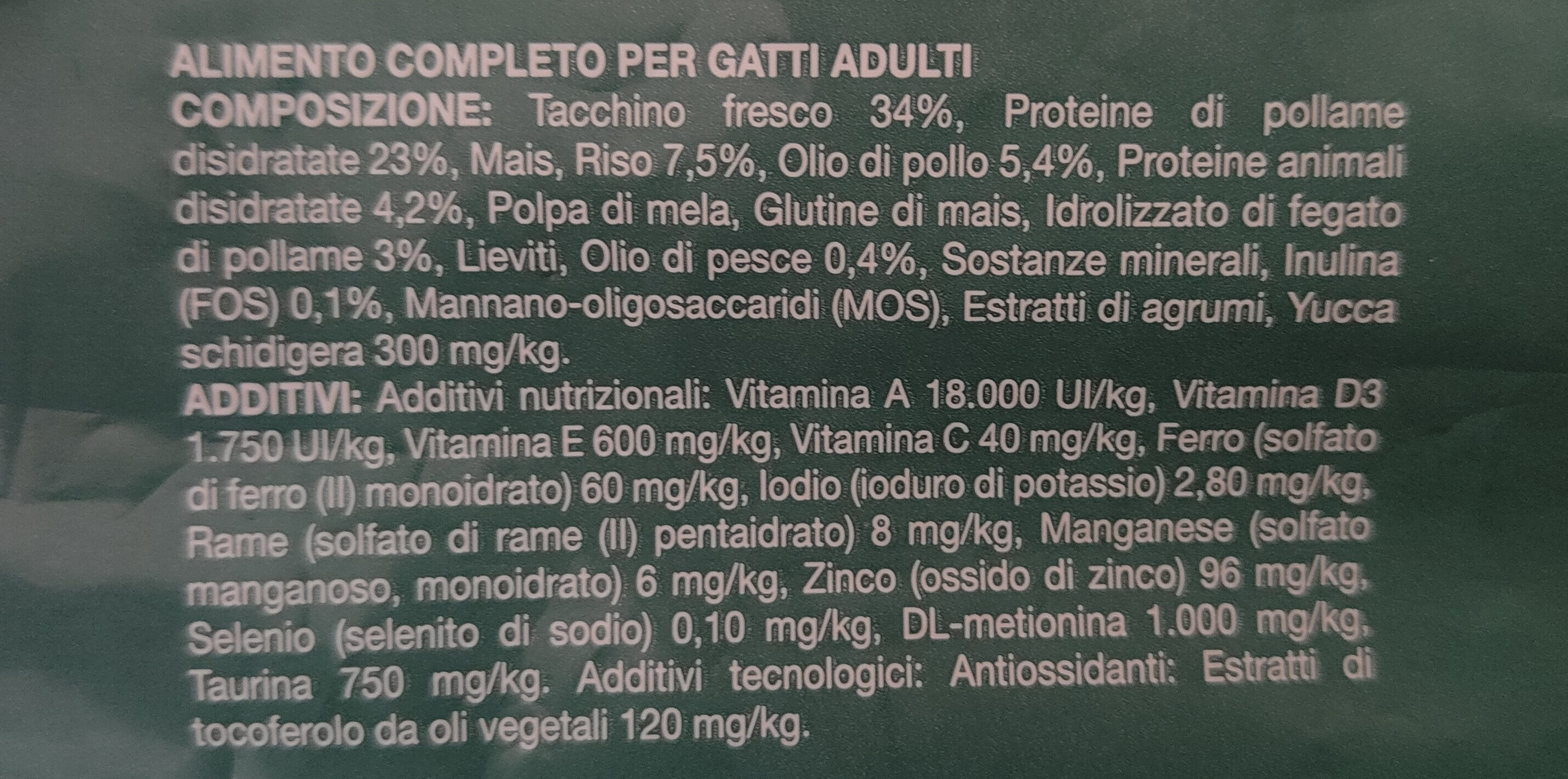 virtus authentic formula. adult cat. tacchino - Ingredients - it