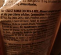 Sélect premium Adult chicken rice - Nutrition facts - fr