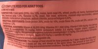 Dogxtreme lamb & rice - Nutrition facts - es