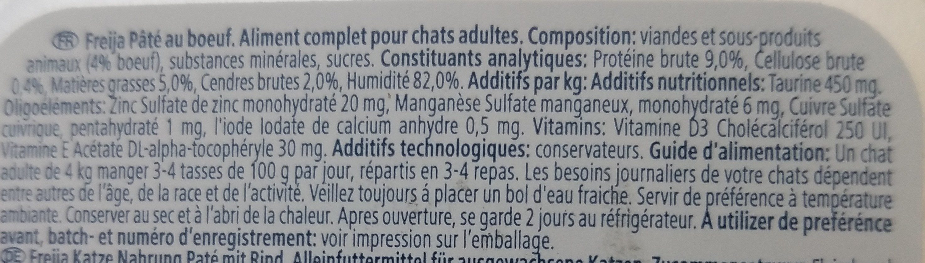 Aliments chats - Ingredients - fr