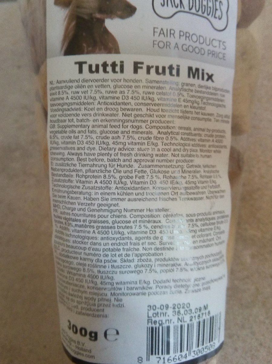 Tutti fruti pour chien - Ingredients - fr
